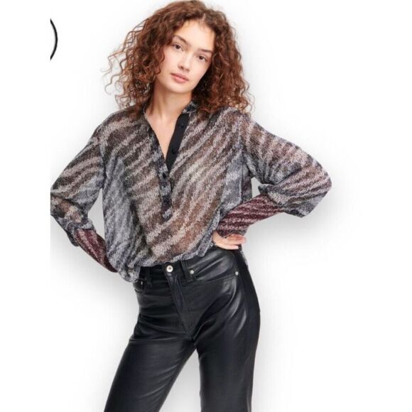 Rag And Bone Black and Gray Women's Blouse - Picture 1 of 7